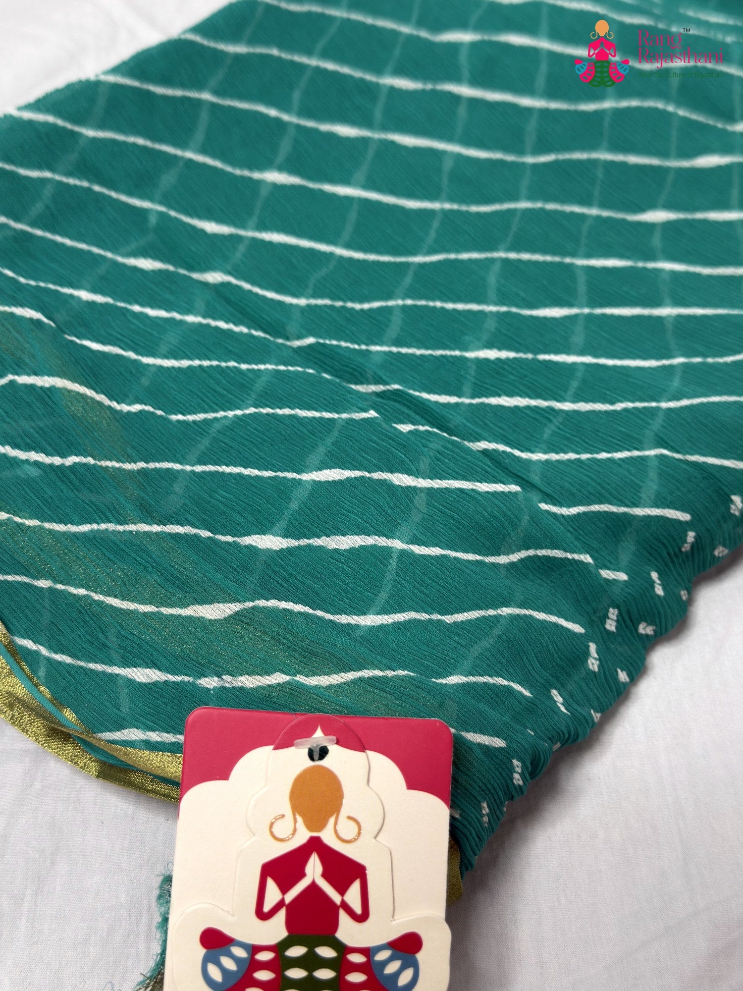firozi chiffon saree ethnic wear by Rang Rajasthani