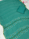 close up view of firozi chiffon saree