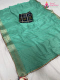 Firozi Chinnon Bandhani Saree : Quiet Charm