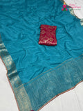 Firozi Chinnon Plain Saree for Raksha Bandhan | Best Seller