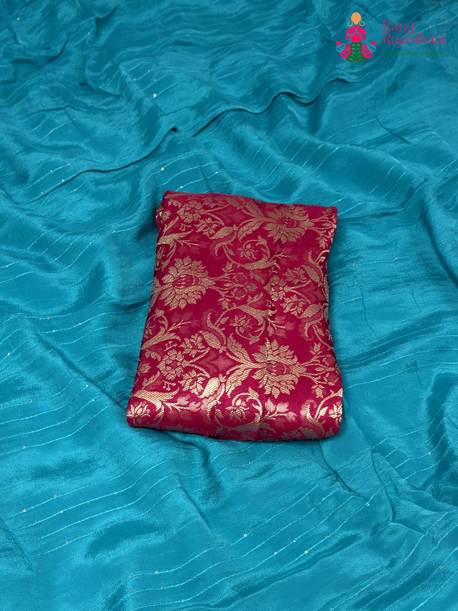 Firozi Chinnon Plain Saree for Raksha Bandhan | Best Seller