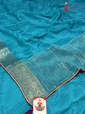 Firozi Chinnon Plain Saree for Raksha Bandhan | Best Seller
