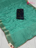 Firozi Chinnon Plain Saree for Raksha Bandhan | Season Edit