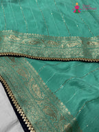 Firozi Chinnon Plain Saree for Raksha Bandhan | Season Edit