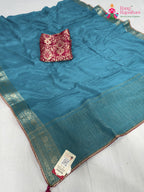 firozi chinnon saree for raksha bandhan by Rang Rajasthani