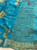 border detail of firozi chinnon sequin saree