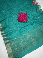 Firozi Chinnon Sequin Saree for Raksha Bandhan | Stylist Pick