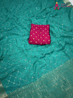 Firozi Chinnon Sequin Saree for Raksha Bandhan | Stylist Pick
