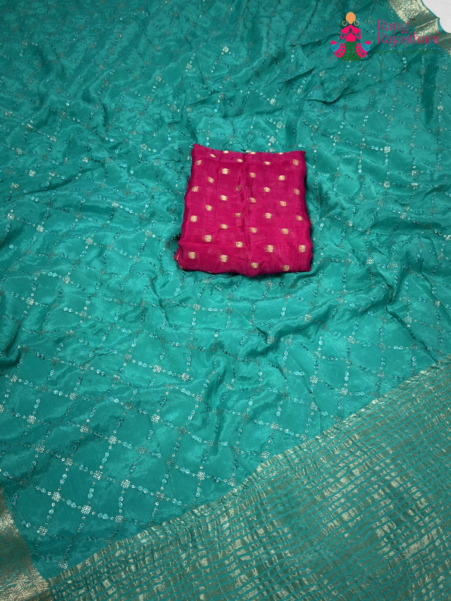 Firozi Chinnon Sequin Saree for Raksha Bandhan | Stylist Pick