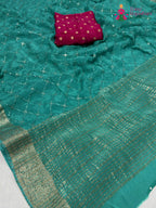 Firozi Chinnon Sequin Saree for Raksha Bandhan | Stylist Pick