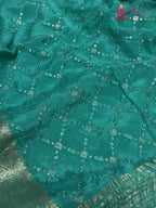 Firozi Chinnon Sequin Saree for Raksha Bandhan | Stylist Pick