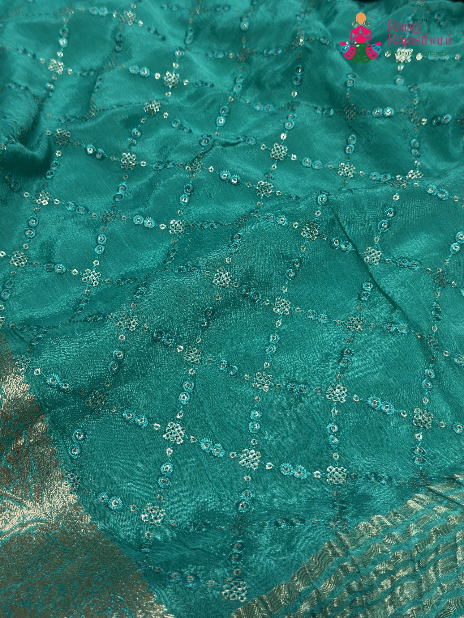 Firozi Chinnon Sequin Saree for Raksha Bandhan | Stylist Pick