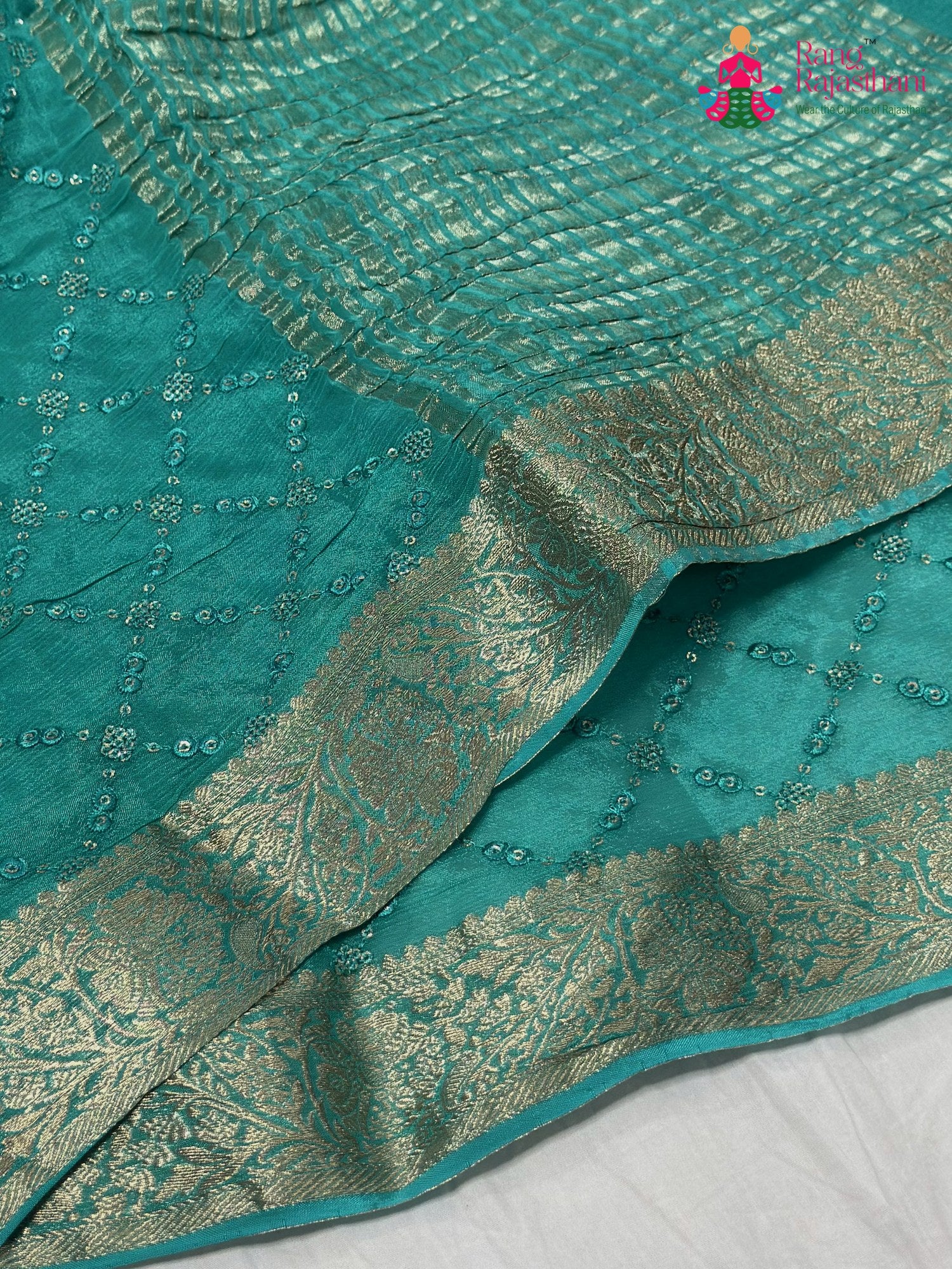 Firozi Chinnon Sequin Saree for Raksha Bandhan | Stylist Pick