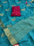 Firozi Chinnon Zari Embroidery Saree for Raksha Bandhan | Classic Pick