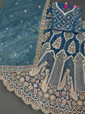 Firozi Net Zari Embroidery Lehenga Chunni for Wedding Reception | Order Online