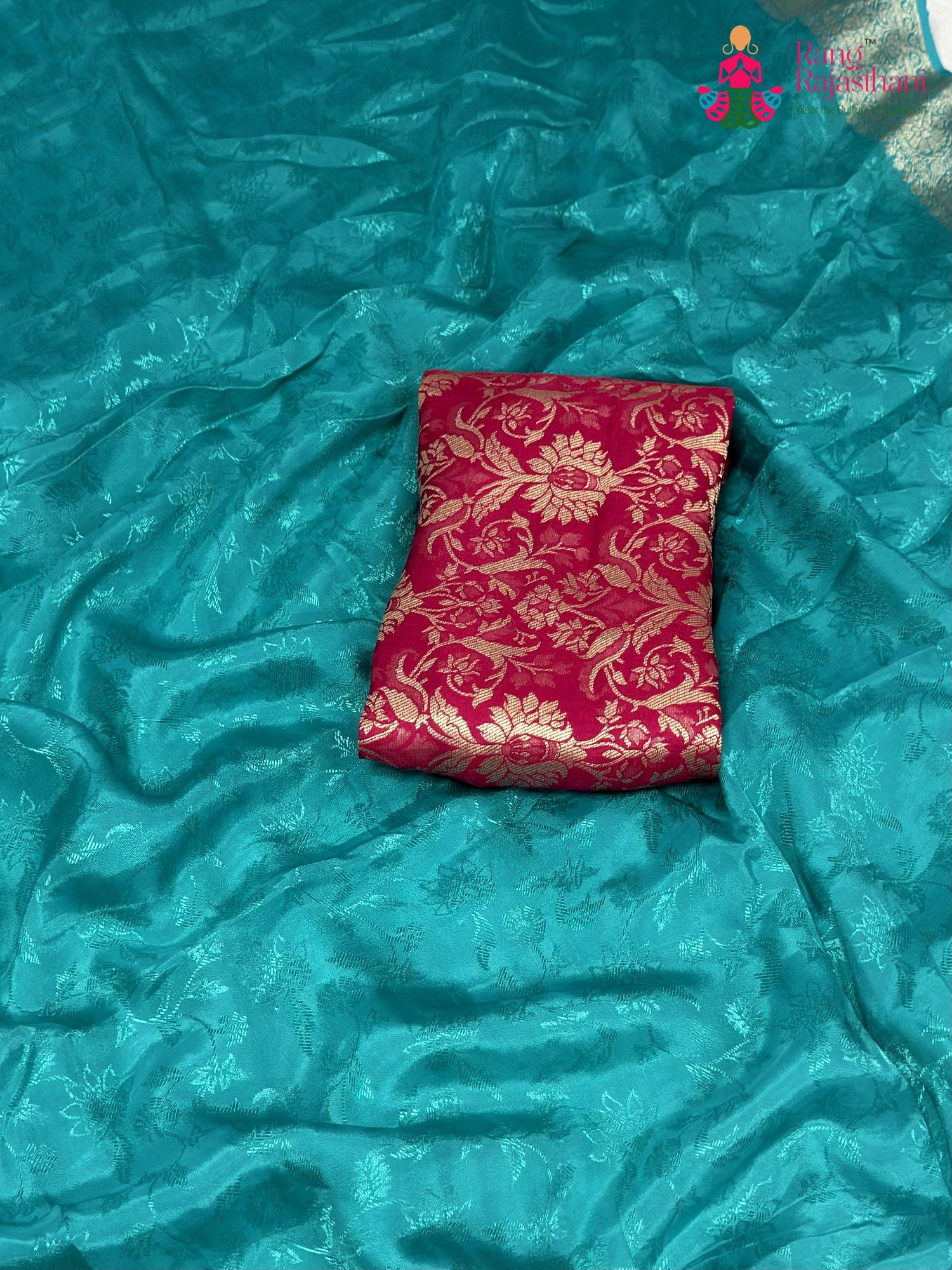 Firozi Pure Ho Silk Jacquard Weave Plain Saree for Sangeet Night | Luxe Drape