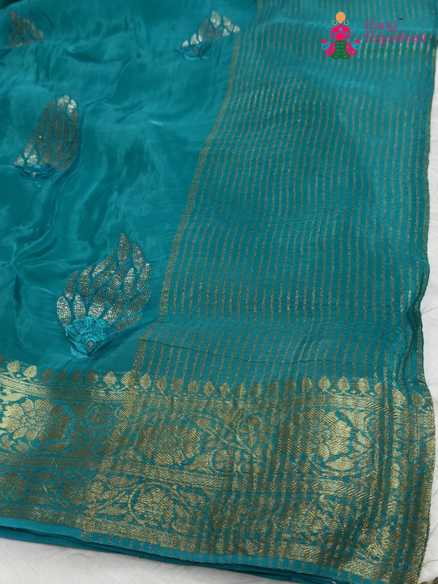 Firozi Pure Ho Silk Sequin Saree for Raksha Bandhan | Signature Drape