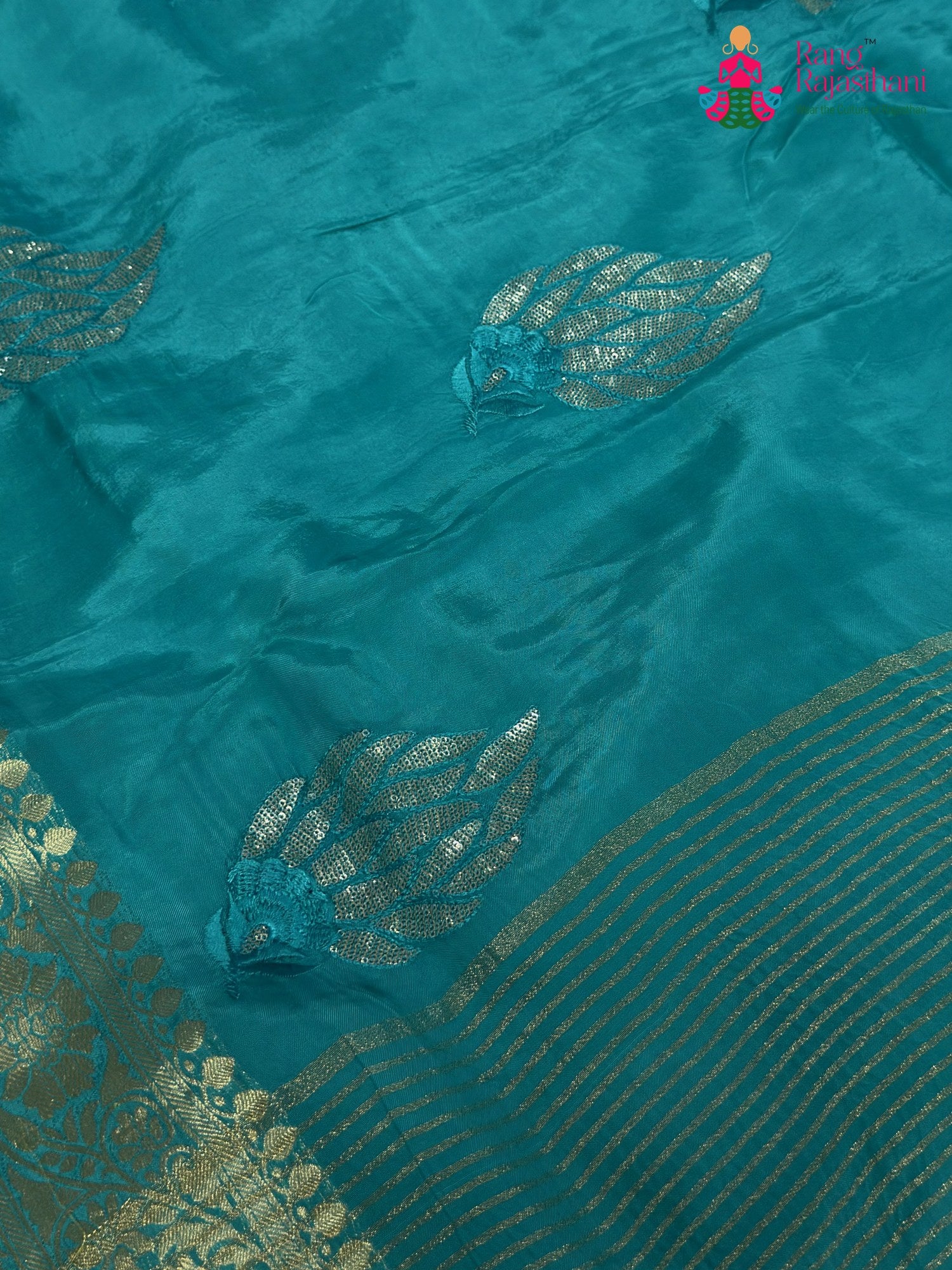Firozi Pure Ho Silk Sequin Saree for Raksha Bandhan | Signature Drape