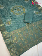 Firozi Pure Russian Silk Bandhani Chunri Saree for Mayra Ceremony | Artisan Edit