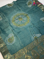 Firozi Pure Russian Silk Bandhani Chunri Saree for Mayra Ceremony | Artisan Edit