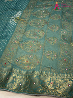 Firozi Pure Russian Silk Bandhani Chunri Saree for Mayra Ceremony | Artisan Edit