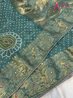 Firozi Pure Russian Silk Bandhani Chunri Saree for Mayra Ceremony | Artisan Edit
