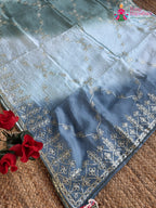 Firozi Pure Upada Silk Gota Patti Saree for Wedding Guest | Premium Drape