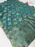 Firozi Soft Georgette Meenakari Zari Saree for Wedding Reception | Season Edit