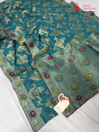 complete look of firozi soft georgette meenakari zari saree