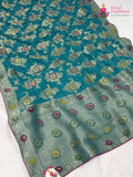 Firozi Soft Georgette Meenakari Zari Saree for Wedding Reception | Designer Pick