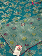 Firozi Soft Georgette Meenakari Zari Saree for Wedding Reception | Designer Pick
