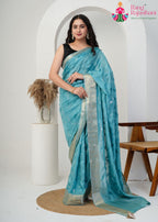 Firozi Silk Party saree with Sequence from Rang Rajasthani