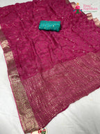 full view of gajari chinnon saree