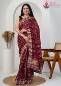 Maroon Pure Modal Silk Reception saree with Ghatchola from Rang Rajasthani