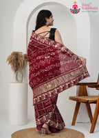 Maroon Pure Modal Silk saree with Ghatchola back view
