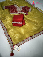 border detailing of graceful mustard fabric saree
