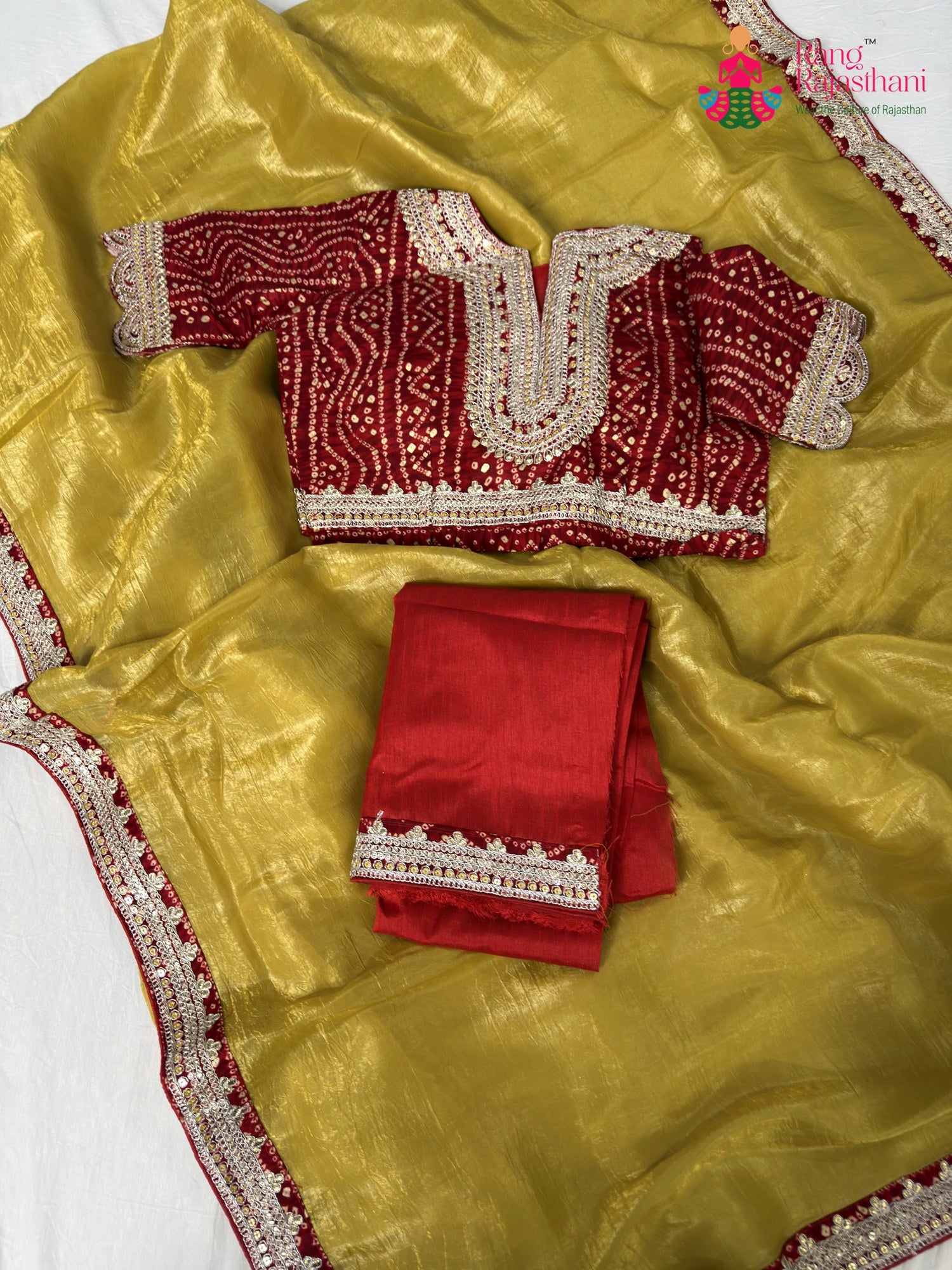 fabric texture of graceful mustard fabric saree