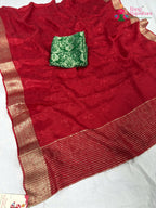 fabric texture of graceful red saree