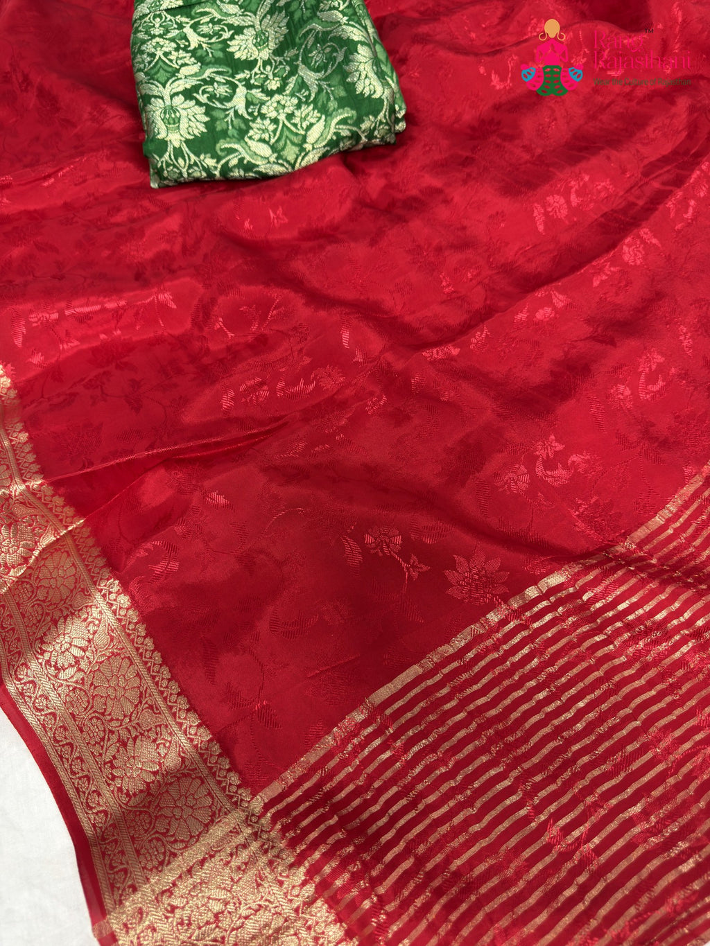 full view of graceful red saree