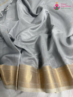work detailing of gray pure maheshwari silk khaddi saree