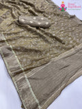 Gray Pure Tissue Silk Zari Embroidery Saree for Wedding Guest | Classic Edit