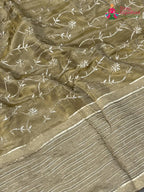 Gray Pure Tissue Silk Zari Embroidery Saree for Wedding Guest | Refined Pick