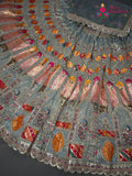 Gray Art Silk Zari Embroidery Lehenga Chunni for Wedding Reception | Premium Drape