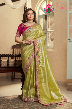 Green Art Silk Zari Embroidery Saree for Bridal | Heritage Edit