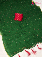 Green Chiffon Mirror Saree for Mehendi Ceremony | Most Loved