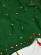 Green Chiffon Mirror Saree for Mehendi Ceremony | Most Loved
