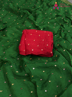 Green Chinnon Banarasi Zari Weave Saree for Mehendi Ceremony | Editor Choice