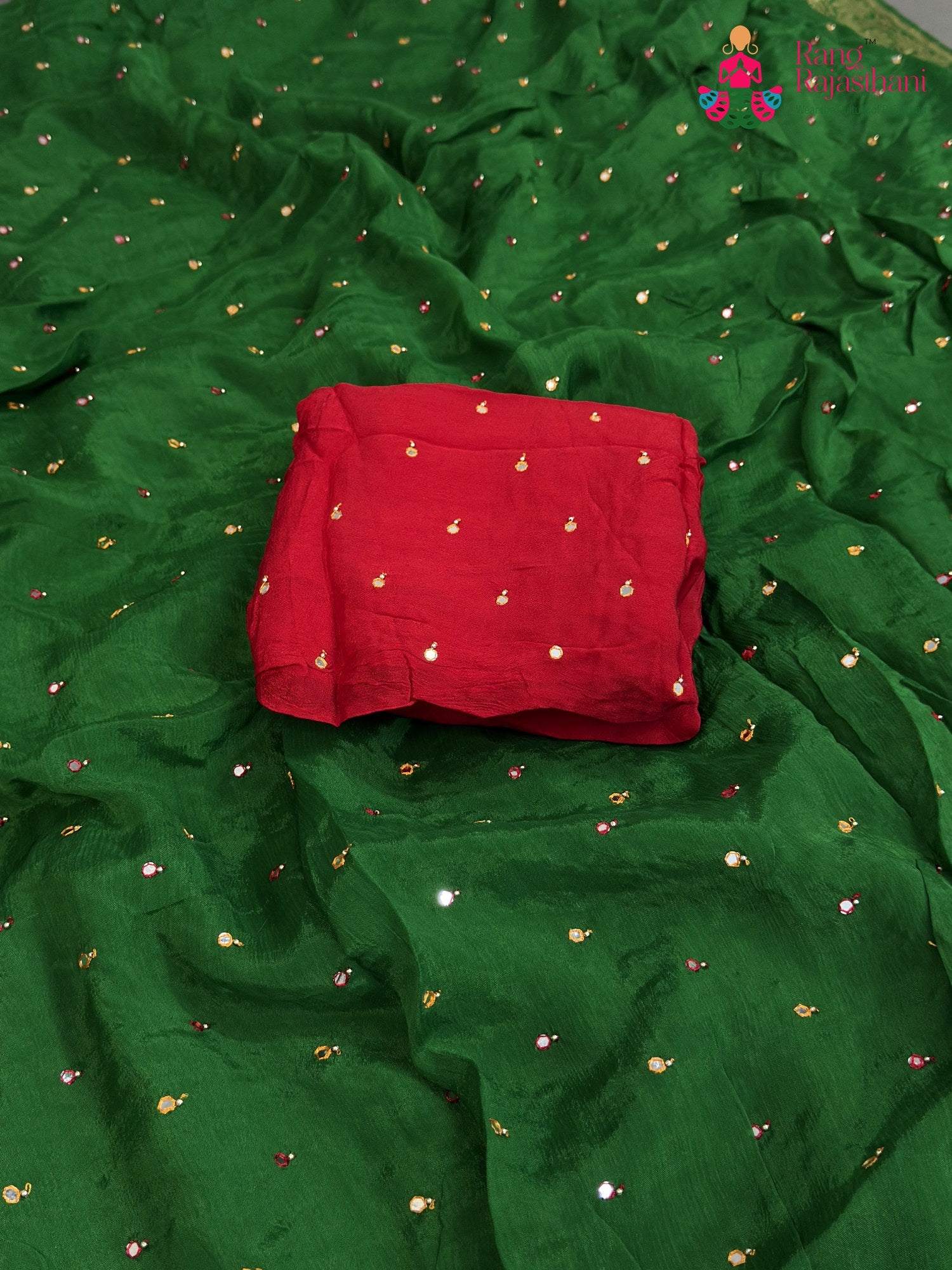 Green Chinnon Banarasi Zari Weave Saree for Mehendi Ceremony | Editor Choice