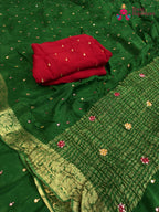 Green Chinnon Banarasi Zari Weave Saree for Mehendi Ceremony | Editor Choice