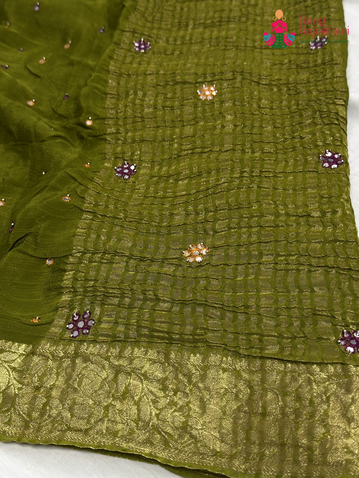 Green Chinnon Banarasi Zari Weave Saree for Mehendi Ceremony | Customer Favourite